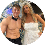 Bride and buff butler